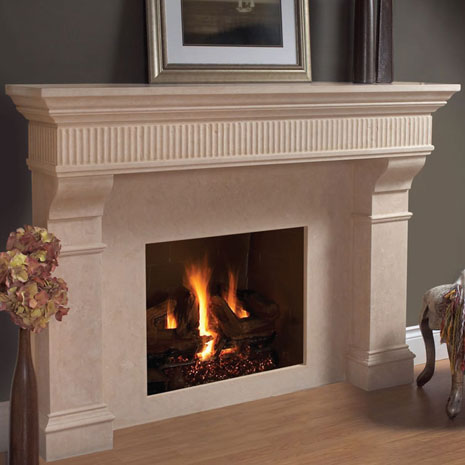 1110.FLUTE.557 Cast stone fireplace mantel