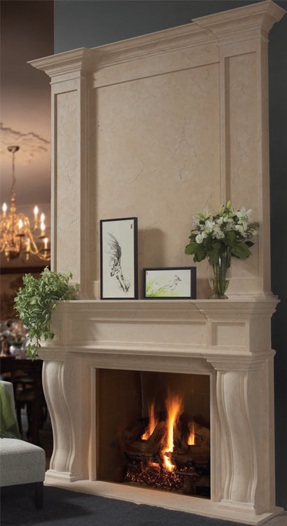 FRESNO Cast stone fireplace mantel