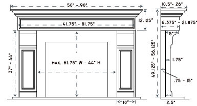 1111.511 stone fireplace mantel spec sheet