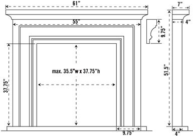 1114S stone fireplace mantel spec sheet