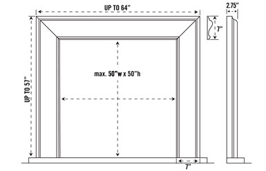 1115.7 stone fireplace mantel spec sheet