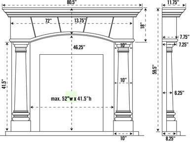 1130.80.531 stone fireplace mantel spec sheet