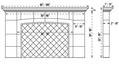 CALEDON stone fireplace mantel spec sheet
