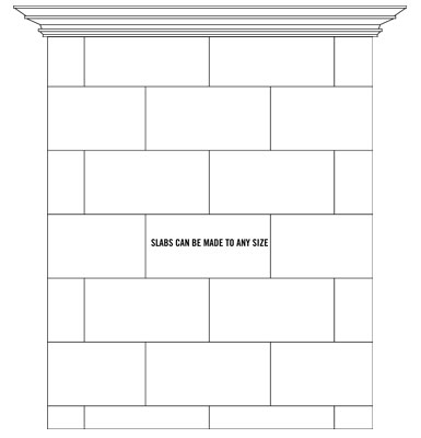 SLABS stone fireplace mantel spec sheet