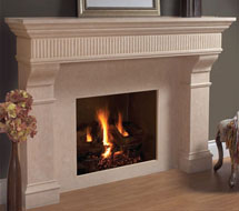 1110.FLUTE.557 stone fireplace mantle surround in Calgary