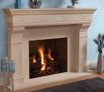 1110.SHELL.557 stone fireplace mantle surround in Calgary
