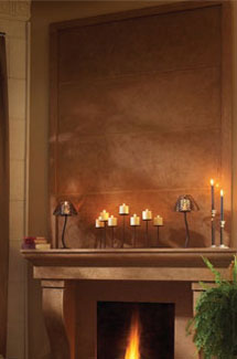 Cortessa stone fireplace overmantle surround in Calgary