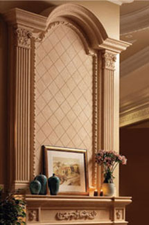 Royal stone fireplace overmantle surround in Calgary