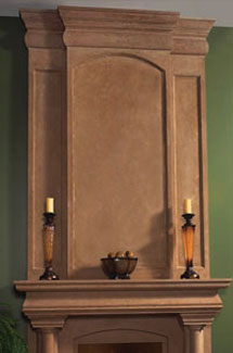 Trevi stone fireplace overmantle surround in Calgary