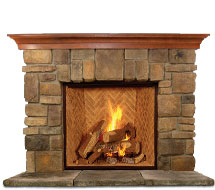 Elk-Ridge rustic stone fireplace mantle surround direct from us